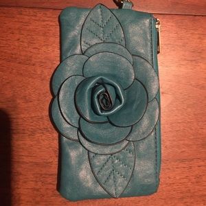 Leather Wristlet With Flower